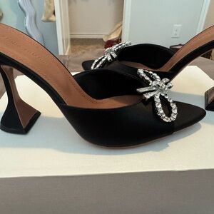 Amina Muaddi Rosie Slipper Black Satin